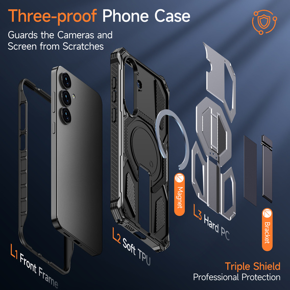 Ochranné pouzdro s podstavcem kompatibilní s MagSafe pro Samsung Galaxy S25 FE