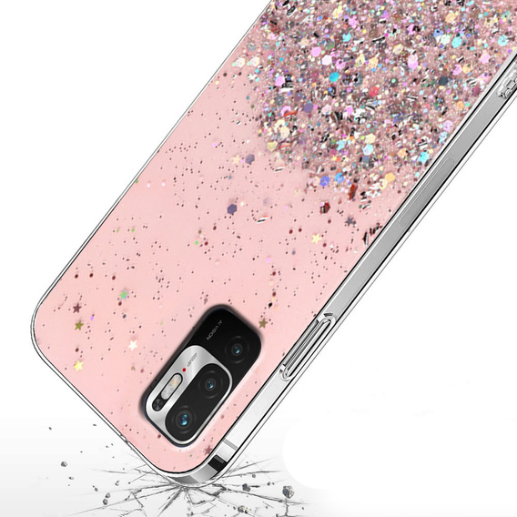 Pouzdro pro Xiaomi Redmi Note 10 5G / Poco M3 Pro 5G, Glittery, světle růžové