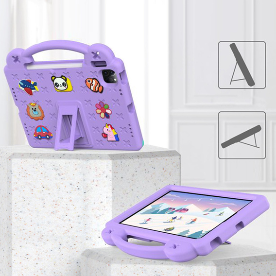 Dětské pouzdro pro iPad Air 10.9" 2022/2020 (5/4 gen.) / Pro 11" 2022/2021/2020 (4/3/2 gen.), Cute Patterns, se stojánkem, fialové