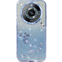 Pouzdro pro Realme 11 Pro 5G / Pro+ 5G, Glitter Flower, modré