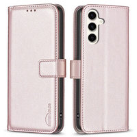 Klopové pouzdro pro Samsung Galaxy S23 FE, BINFEN Wallet, růžové rose gold  + 9H sklo