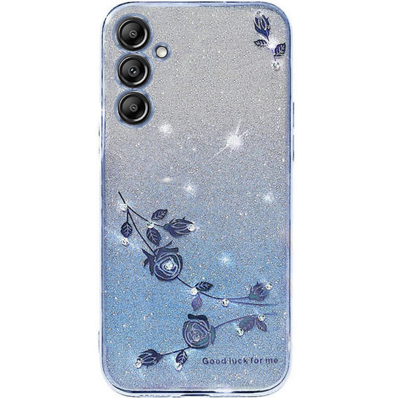 Pouzdro pro Samsung Galaxy S24, Glitter Flower, modré