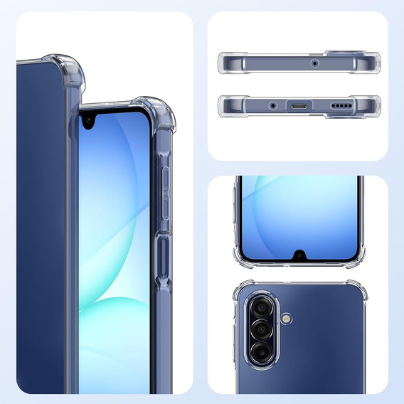 Pouzdro pro Samsung Galaxy A17 5G, zesílené, s ochranou fotoaparátu, průhledné