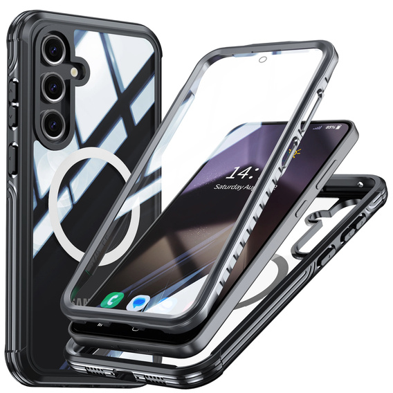 Pouzdro pro Samsung Galaxy S24 FE, Shockproof, se sklem, pro MagSafe, černé