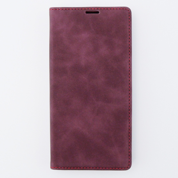 Pouzdro pro iPhone 15 Pro Max, ERBORD Vintage peněženka s klopou, červené