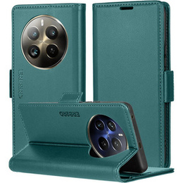 Pouzdro pro Realme 12 Pro 5G / 12 Pro+ 5G, ERBORD Glossy Litchi, flipová peněženka, zelené