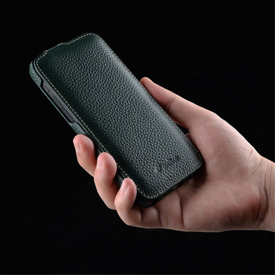 MELKCO flipové pouzdro pro iPhone 15, kožené, flipové, černé