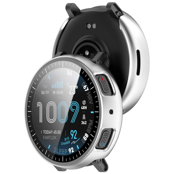 2v1 Pouzdro + tvrzené sklo pro Amazfit Active Max, stříbrné