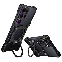 Pouzdro pro Samsung Galaxy S25 Ultra, Kickstand Bumper, s krytem objektivu, pro MagSafe, černá / fialová