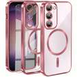 Pouzdro pro Samsung Galaxy S23, Electro MagSafe, růžové rose gold + sklo na displej
