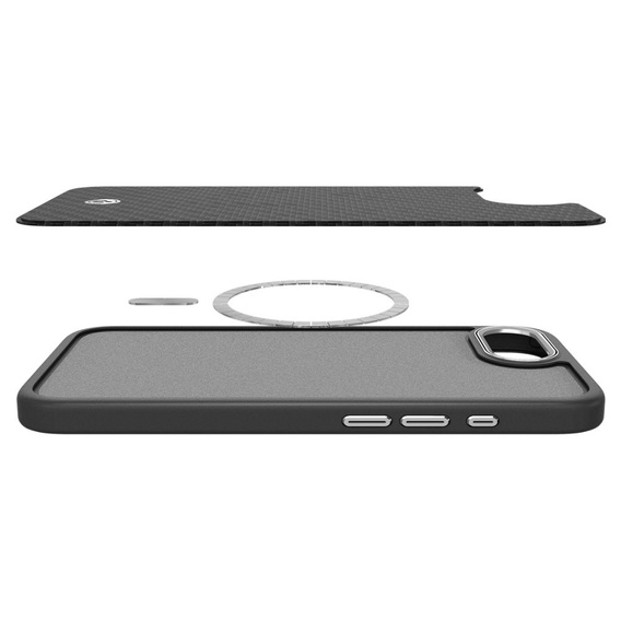 Pouzdro Spigen pro iPhone 16E, Enzo Aramid MagSafe, karbonově černé + 9H tvrzené sklo
