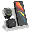 Bezdrátová indukční nabíječka 3v1 QI rychlá pro Samsung S25 S24 S23 Galaxy Watch Buds Stanice bílá