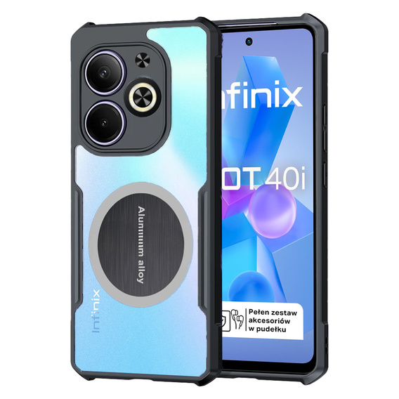 Pouzdro pro Infinix Hot 40i, s magnetickou fólií, transparentní / černé