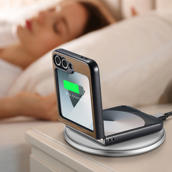 Pouzdro pro Samsung Galaxy Z Flip7 FE / Z Flip6, CASEME Litchi Leather, hnědé