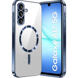 Pouzdro pro Samsung Galaxy A17 5G, Electro MagSafe, průhledné s tmavě modrými boky
