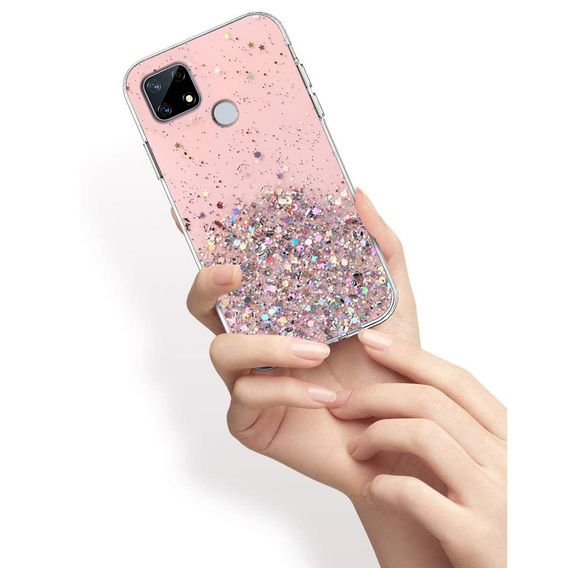 Pouzdro pro Realme 7i, Glittery, růžové