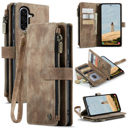 Pouzdro CASEME pro Samsung Galaxy A56 5G, Leather Wallet Cash and Card Slots, s poutkem, hnědé