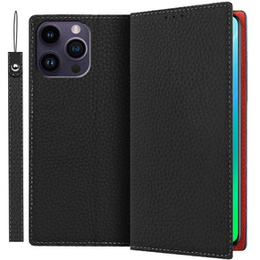 Klopové pouzdro pro iPhone 14 Pro Max, Litchi Skin Grain, černé