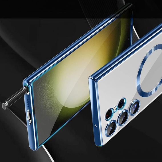 Pouzdro pro Samsung Galaxy S24 Ultra, Electro MagSafe, modré + Celoplošné lepení keramického skla