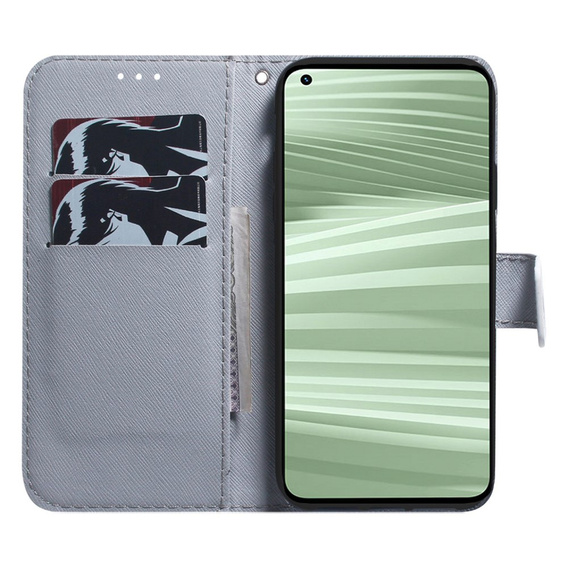 Klopové pouzdro pro Realme C55, Wallet, Cherry blossom, modré