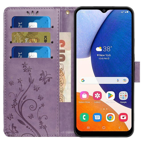 Klopové pouzdro pro Samsung Galaxy A55 5G, Wallet, Butterfly, fialové
