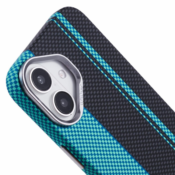 Pouzdro pro iPhone 16, Carbon Fiber MagSafe, černá / modrá