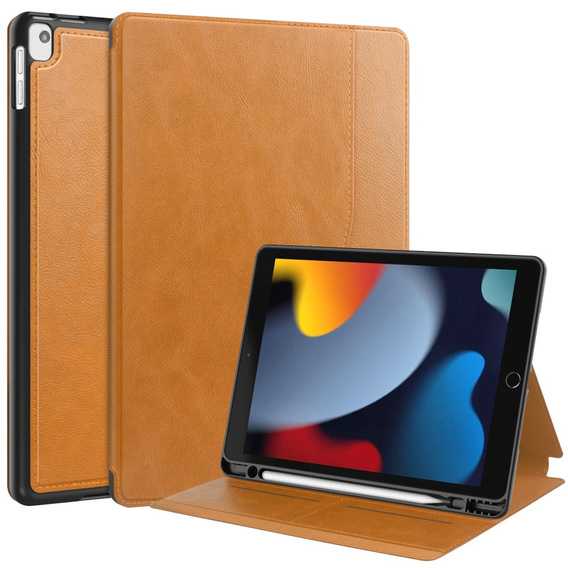 Pouzdro pro iPad 10.2 2021 / 2020 / 2019, Business Card and Pen Slot, hnědé