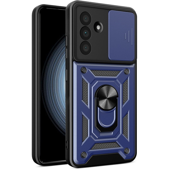 Pancéřové pouzdro pro Samsung Galaxy A56, CamShield Slide, modré + tvrzené sklo 9H
