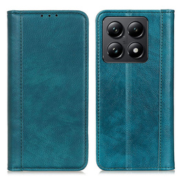 Pouzdro pro Xiaomi 14T Pro, Wallet Litchi Leather, zelené