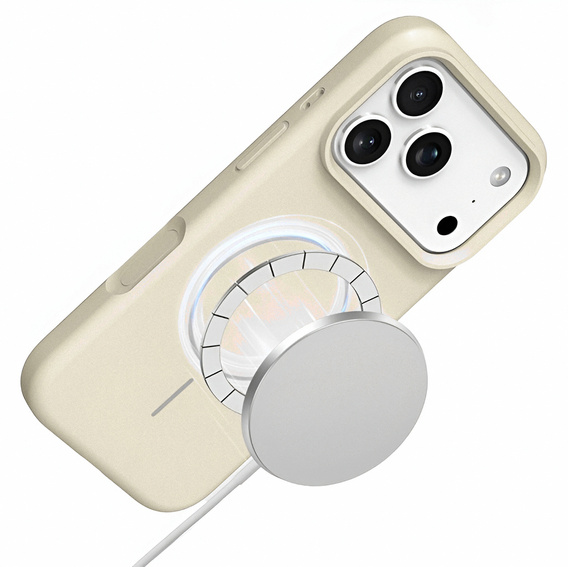 Silikonové pouzdro pro iPhone 17 Pro Max - kompatibilní s MagSafe, proti nárazu, béžové