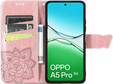 Klopové pouzdro pro Oppo A5 Pro 5G, Butterfly, růžové rose gold