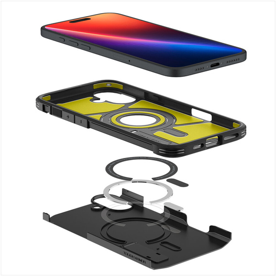 Pouzdro Spigen pro iPhone 16 Plus, Tough Armor Mag MagSafe, černé + 9H tvrzené sklo