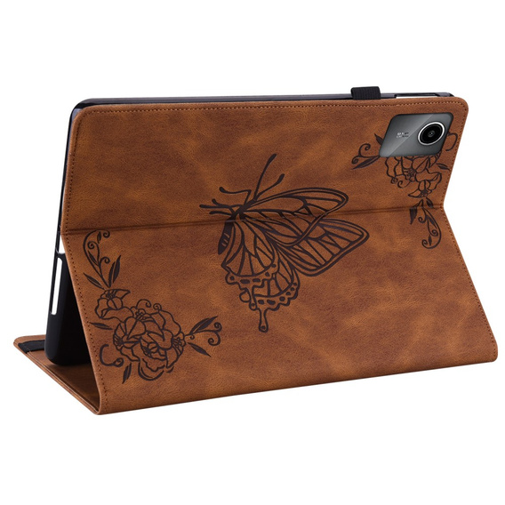 Pouzdro pro Lenovo Tab M11, Butterfly, hnědé