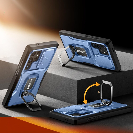 Pancéřové pouzdro pro Samsung Galaxy S24 Ultra, řada TONGATE MECH s kroužkem, zelené