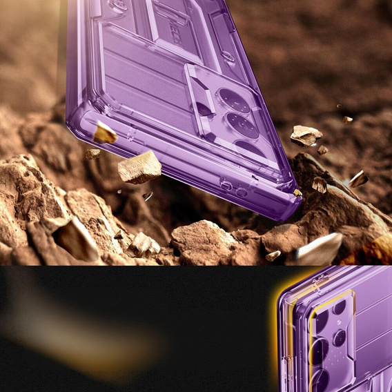 Pouzdro pro Samsung Galaxy S24 Ultra, Tongate MECH Series Clip, transparentní / fialové