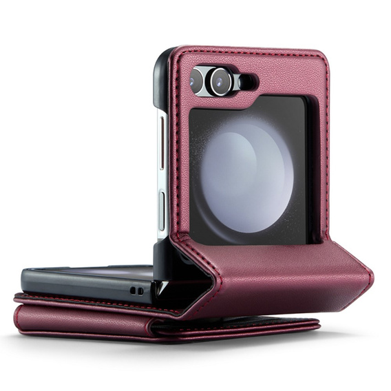 Flipové pouzdro CASEME pro Samsung Galaxy Z Flip5 5G, Litchi Wallet, červené