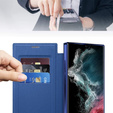 Klopové pouzdro pro Samsung Galaxy S22 Ultra 5G, RFID Wallet MagSafe CamShield, námořnicky modré