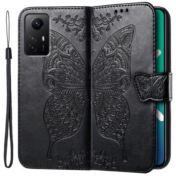 Klopové pouzdro pro Xiaomi Redmi Note 12S, Butterfly, černé