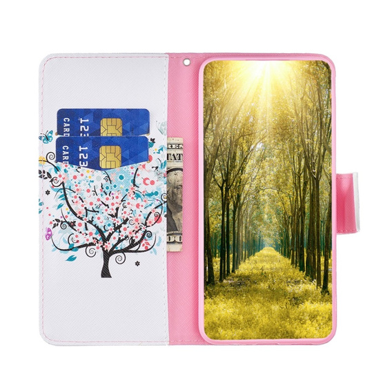 Klopové pouzdro pro Samsung Galaxy M34, Wallet, colorful tree, bílé