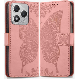 Klopové pouzdro pro Honor 400 Lite, Butterfly, růžové rose gold