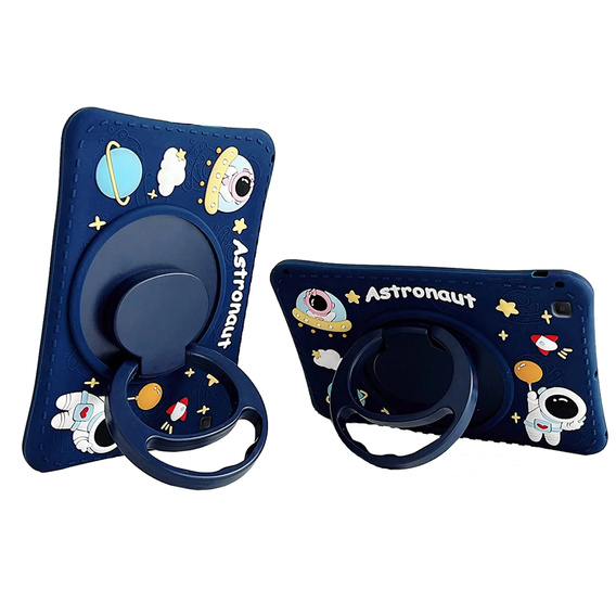 Dětské silikonové pouzdro pro Samsung Galaxy Tab A8 10.5 20212 X200 / X205, pancéřované s popruhem, Astronaut, námořnicky modré