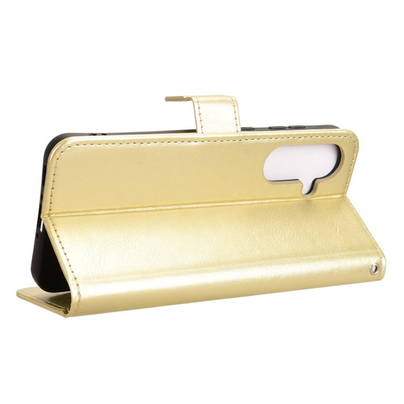 Klopové pouzdro pro Samsung Galaxy A56, Crazy Horse Wallet, zlaté