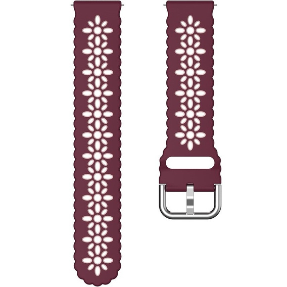 Univerzální 20mm měkký silikonový řemínek s dutým povrchem, vínový/růžový 