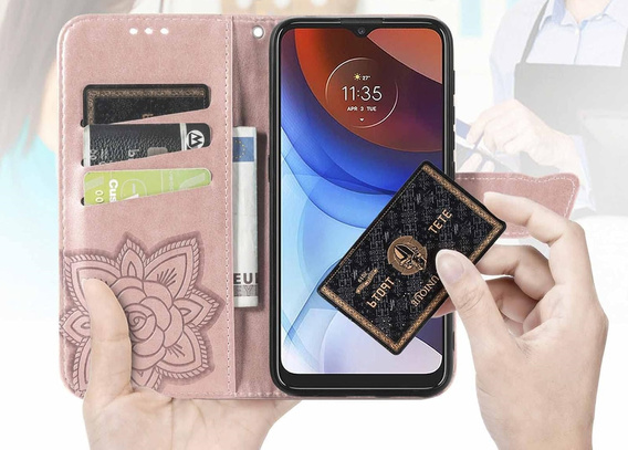 Klopové pouzdro pro Oppo Reno 13F / Oppo Reno 13FS, Butterfly, růžové rose gold