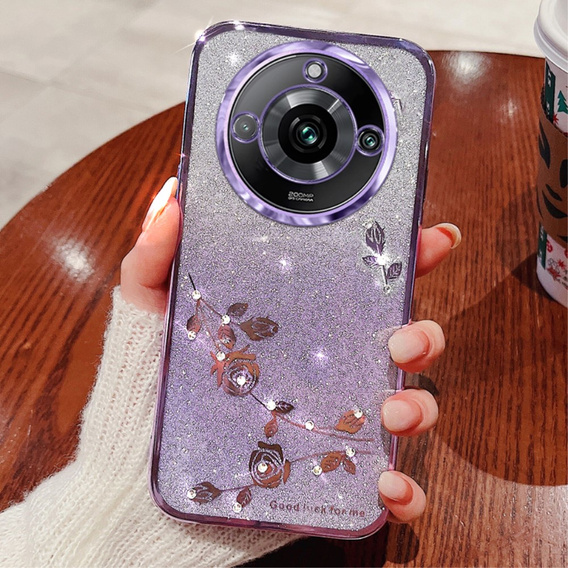 Pouzdro pro Realme 11 Pro 5G / Pro+ 5G, Glitter Flower, fialové