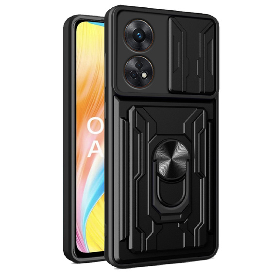 Pancéřové pouzdro pro Oppo A98 5G, Camera Slide Card Slot, černé