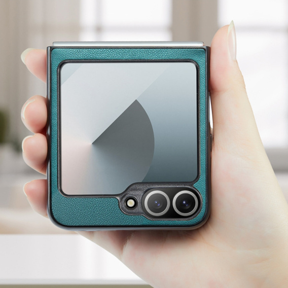 Pouzdro pro Samsung Galaxy Z Flip7 FE / Z Flip6, CASEME Litchi Leather, zelené