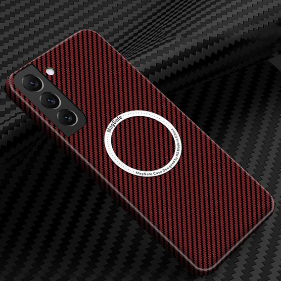 Pouzdro pro Samsung Galaxy S21, Magsafe Slim Carbon, červené