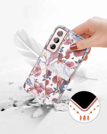 Pouzdro pro Samsung Galaxy S22, Suritch Full Body Marble, růžové