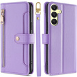Klopové pouzdro pro Samsung Galaxy A25 5G, Wallet Zipper Pocket, fialové